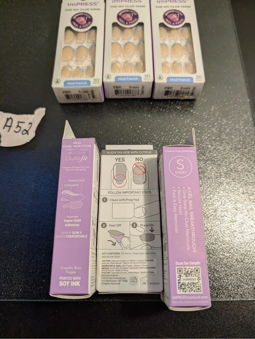 Lot of 6 Kiss imPRESS Press On Nails | French Mani Snooze Mod Classic Fake Nails